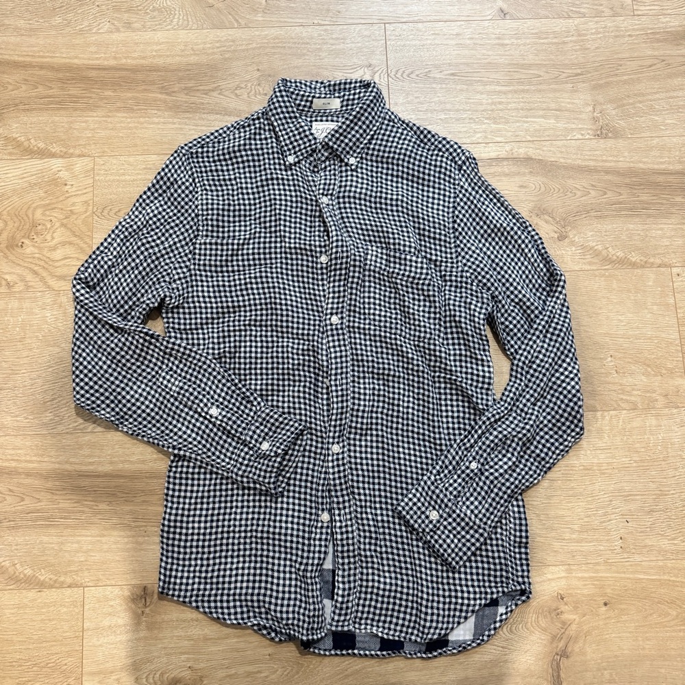 J. Crew Navy and White Checkered Shirt